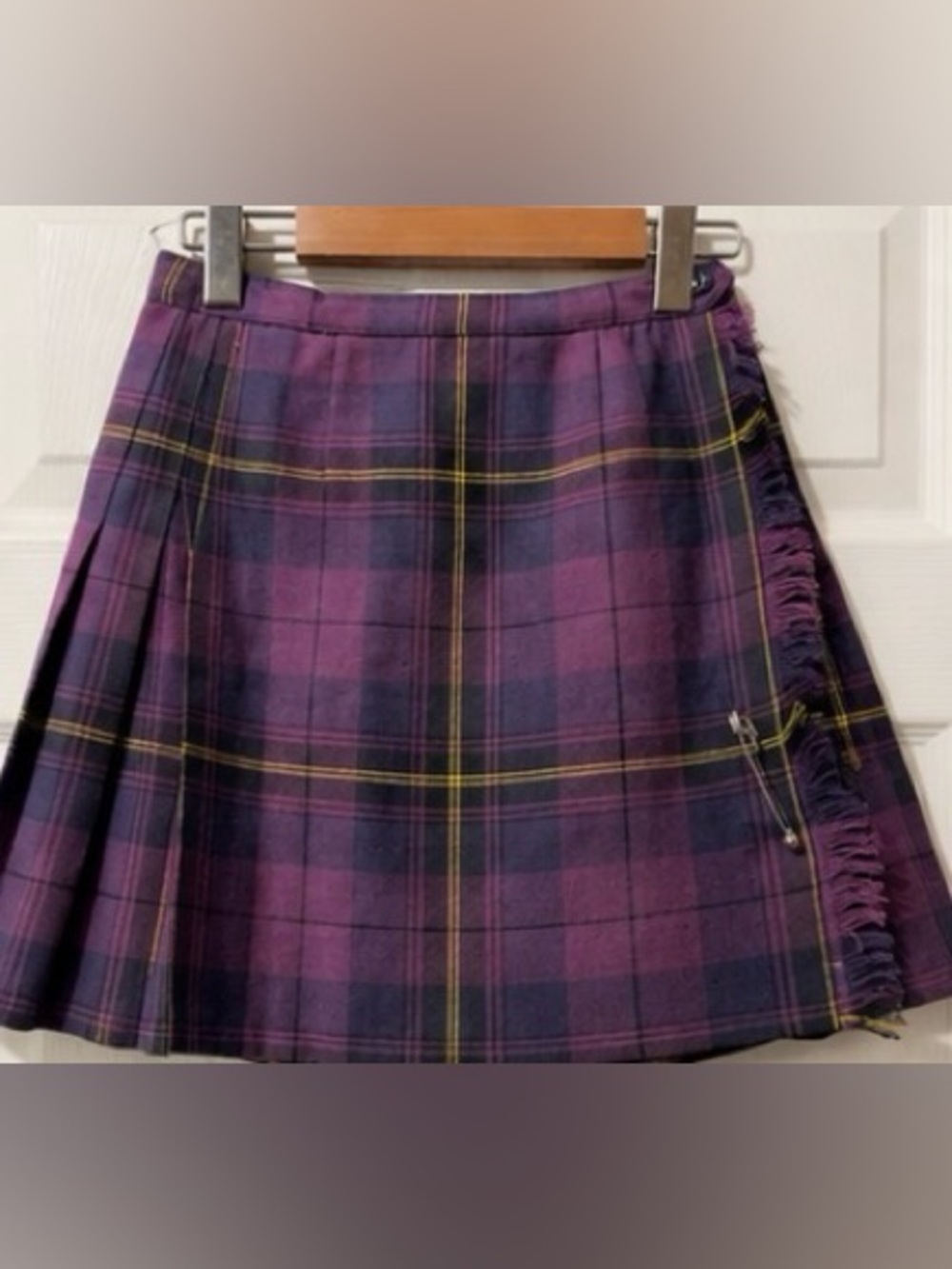 Vintage Neat Uniforms Purple Plaid Pleated Mini Skirt Size 7 XS Y2K - Picture 2 of 4